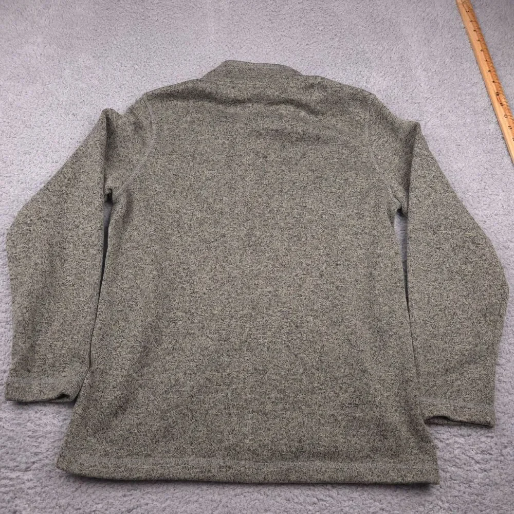 Eddie‎ Bauer Mens Fleece Quarter Zip Size Medium Heathered Grey Outdoor Warm